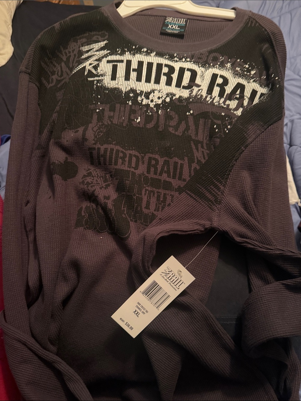 Men's Long Sleeve Graphic Thermal Shirt - Black/Charcoal, XXL